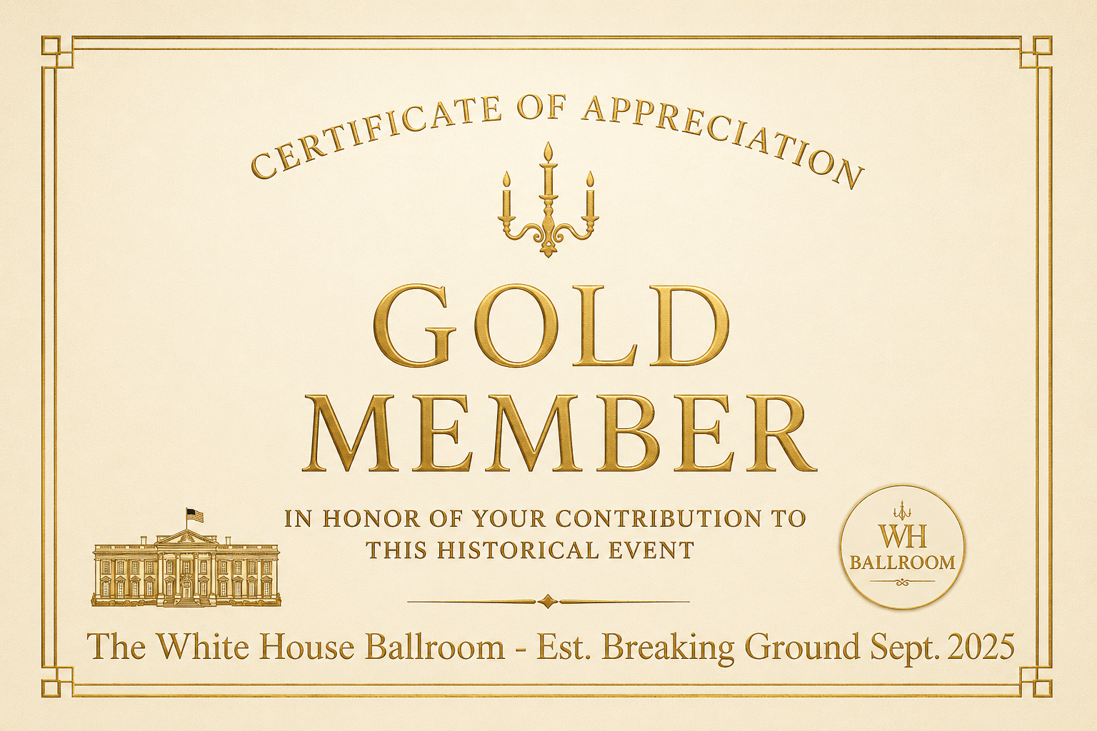Gold certificate of participation