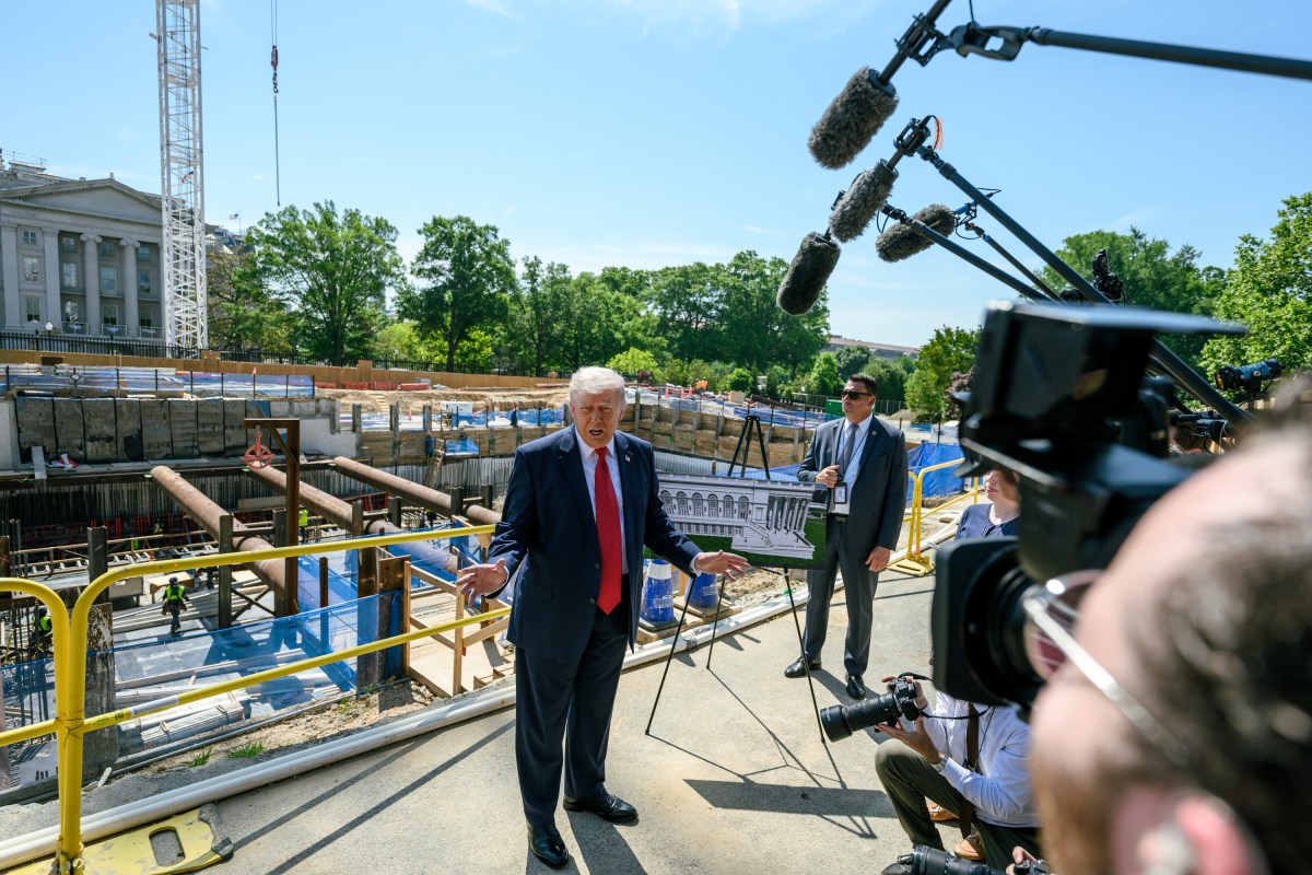 View across the East Wing and Ballroom construction work