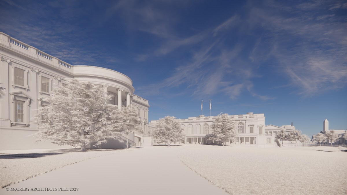 Proposed ballroom interior viewed from the South Lawn