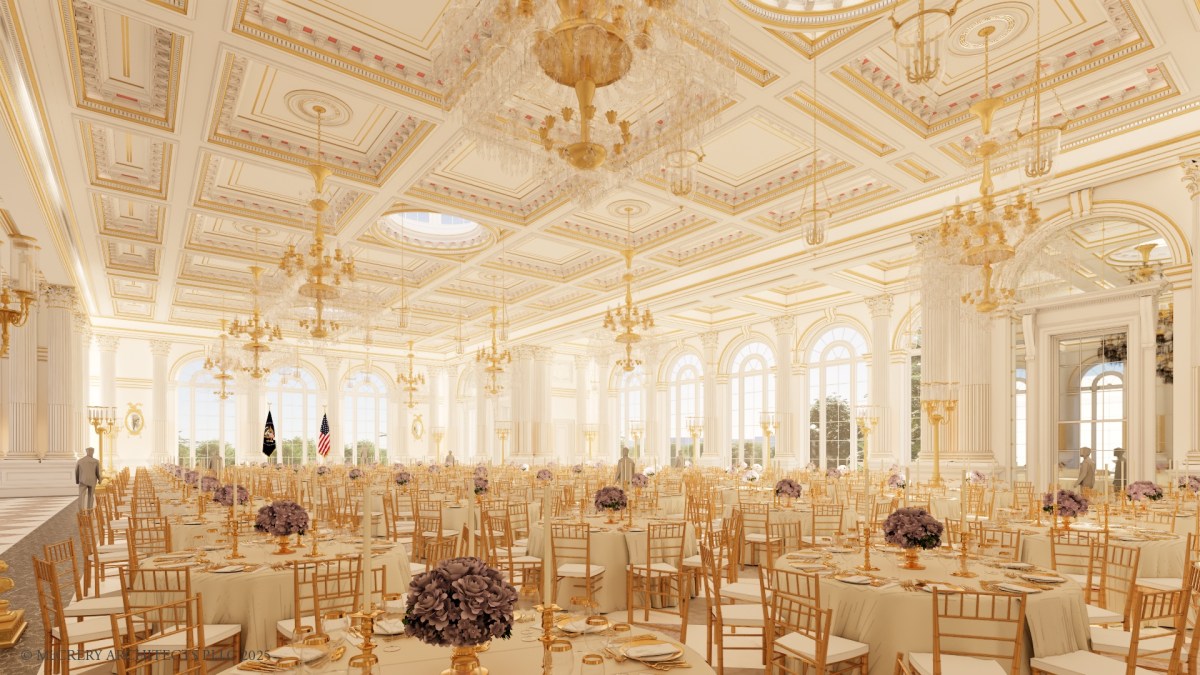 Proposed White House Ballroom interior looking southwest