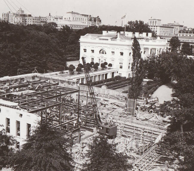 Construction of the West Wing expansion in 1934 (Library of Congress)